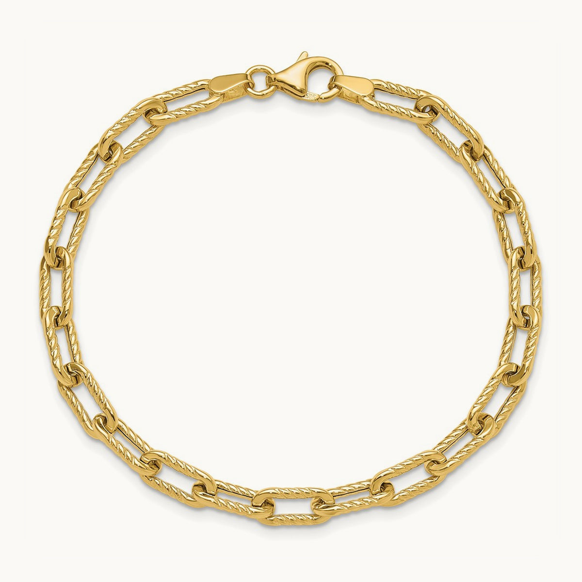 Polished and Textured Fancy Link Bracelet, 14K