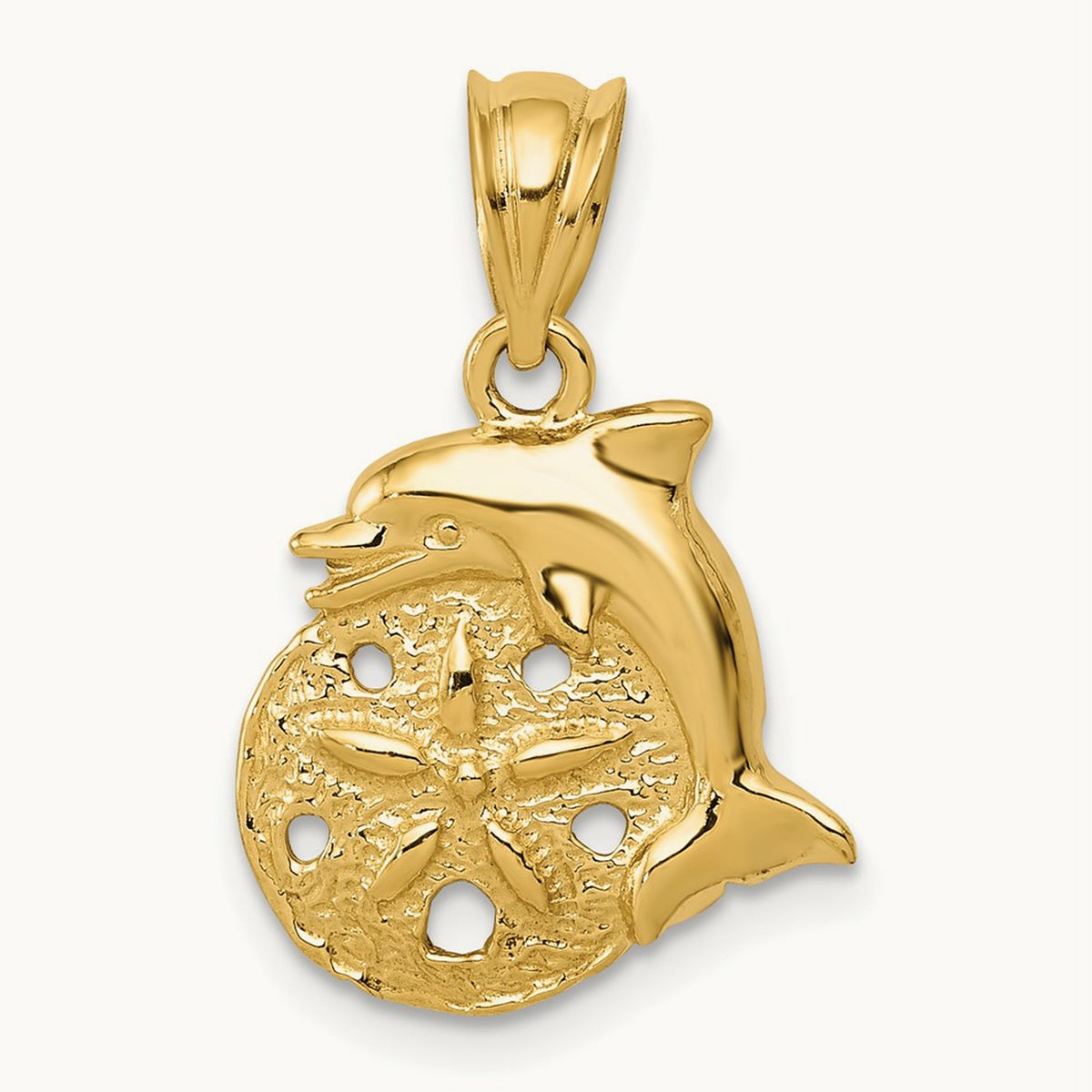 Dolphin and Sanddollar Charm, 14K