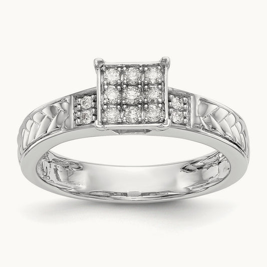 Diamond Trio Cluster Engagement Ring, 14K White Gold
