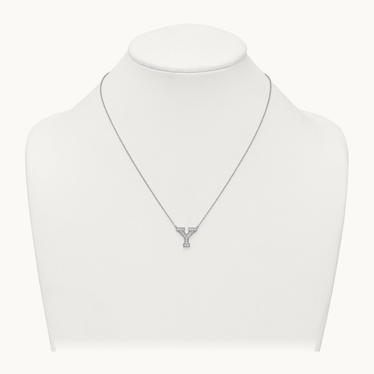 Initial Necklace — 14K White Gold, Y, 3/8 ct