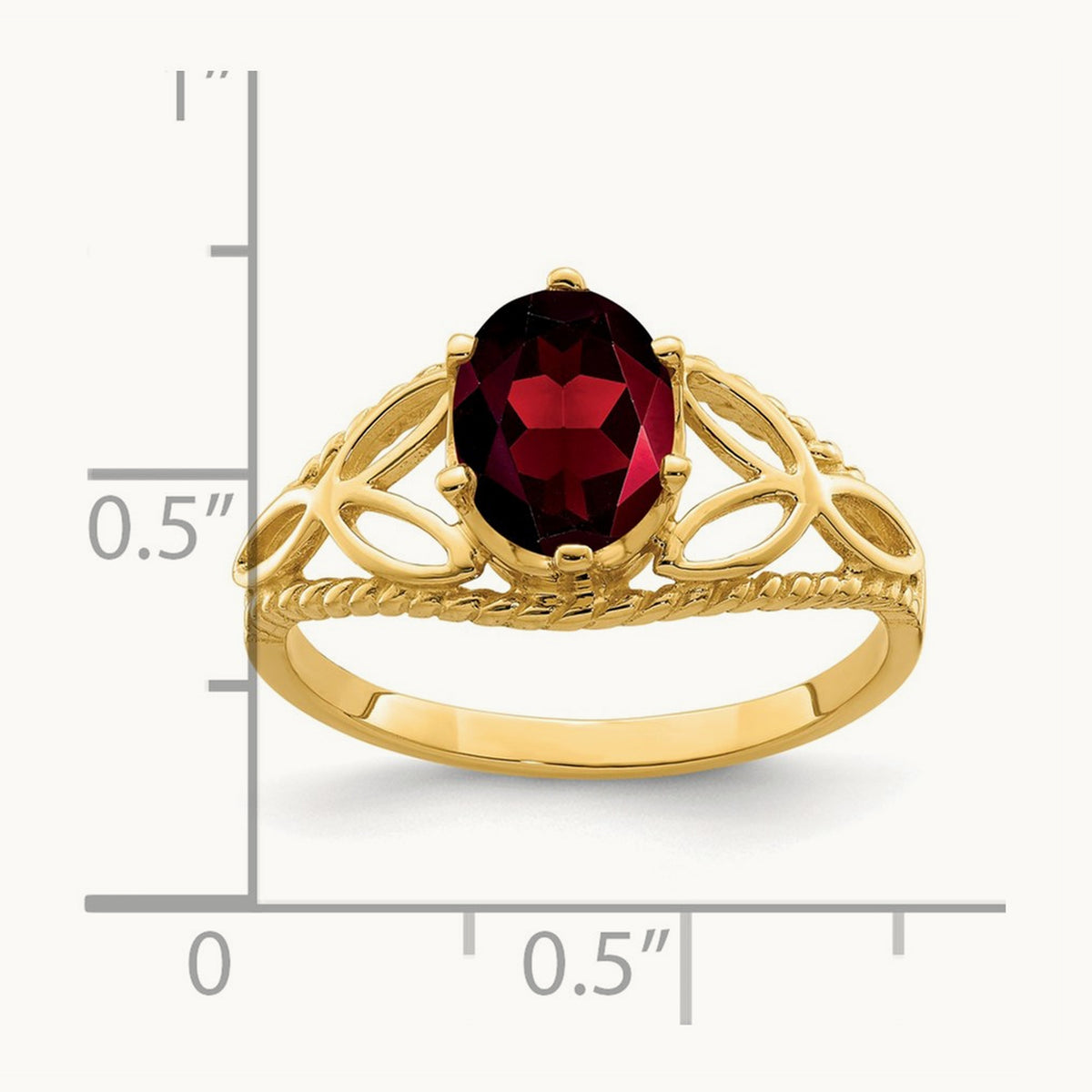 8x6mm Oval Garnet ring, 14K