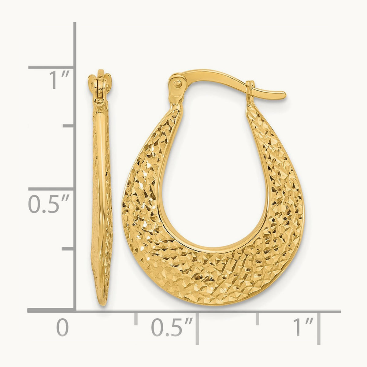 Polished and Diamond-cut Hoop Earrings, 14K — Leslie's