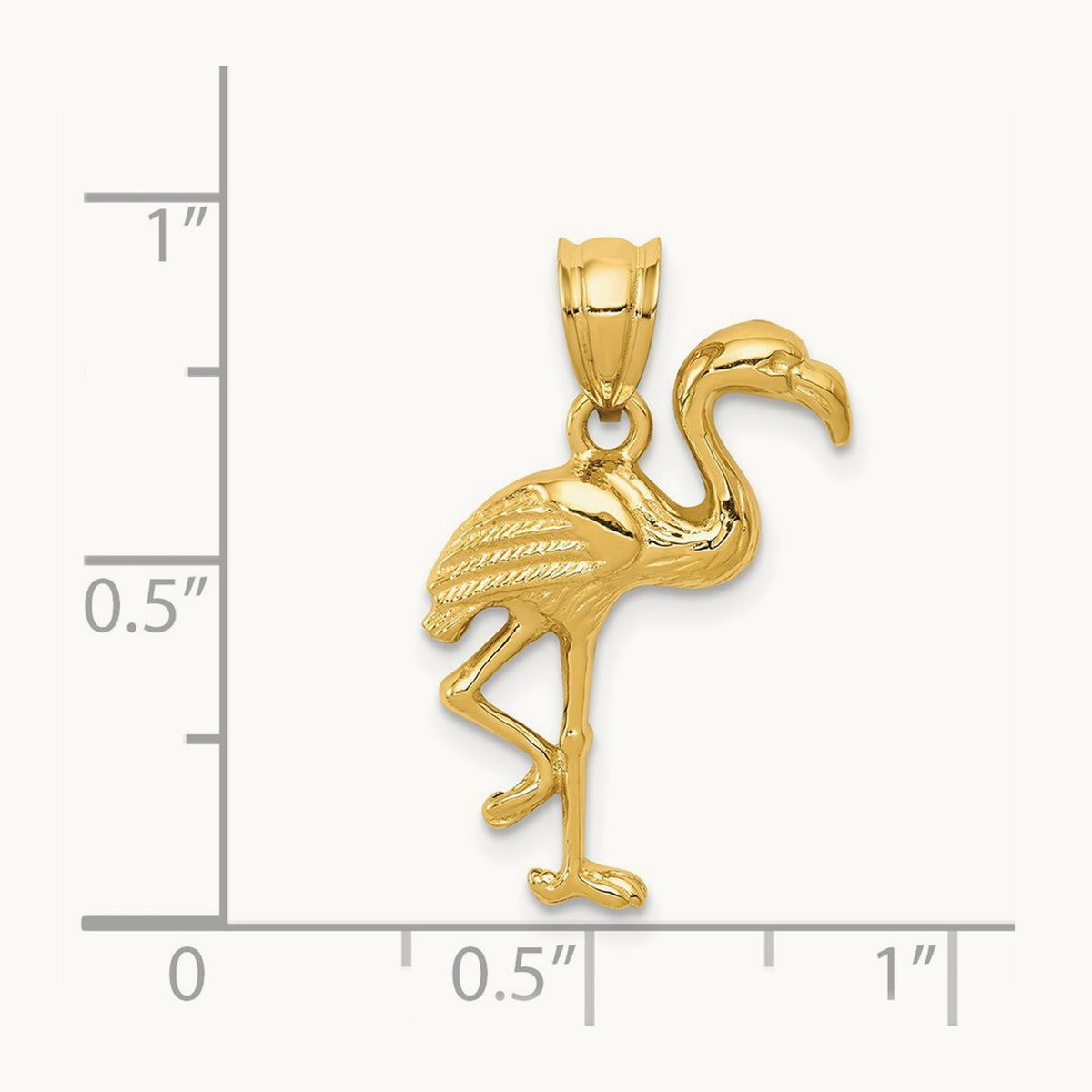 Solid Polished Open-Backed Flamingo Pendant, 14K