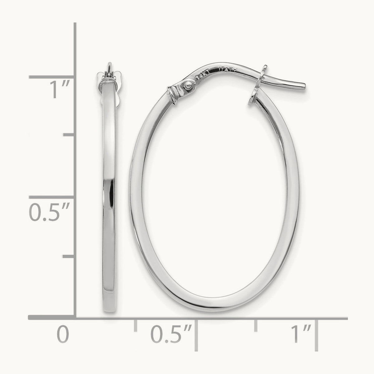 Polished Oval Hoop Earrings, 14K White Gold — Leslie's