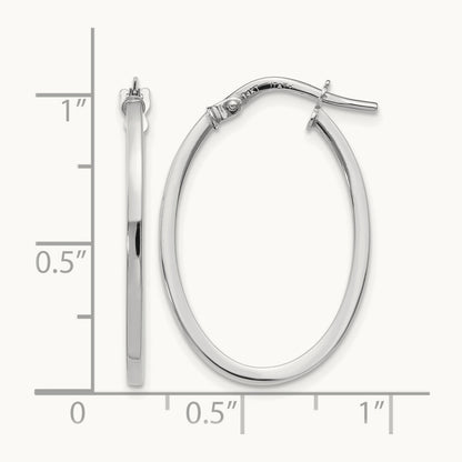 Polished Oval Hoop Earrings, 14K White Gold — Leslie's