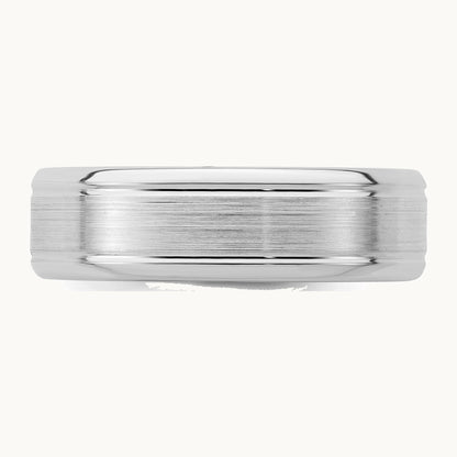 Sterling Silver Rhodium-plated 6mm Brushed Grooved Band