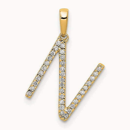 Diamond Letter N Initial Pendant, 14K