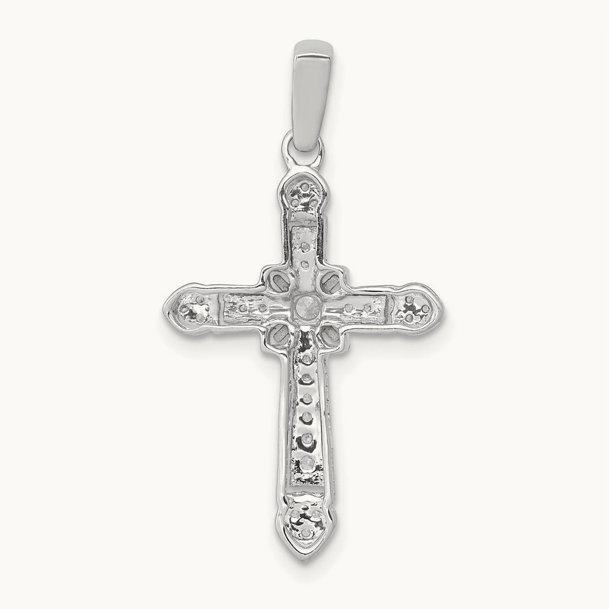 1/6ct. Diamond Filigree Cross Pendant — 14K White Gold, 28mm