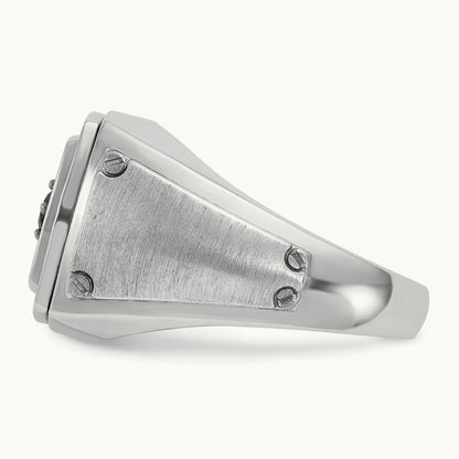 w/ Black RH IBGoodman Men's Satin Black & White Diamond Ring, 14K White Gold