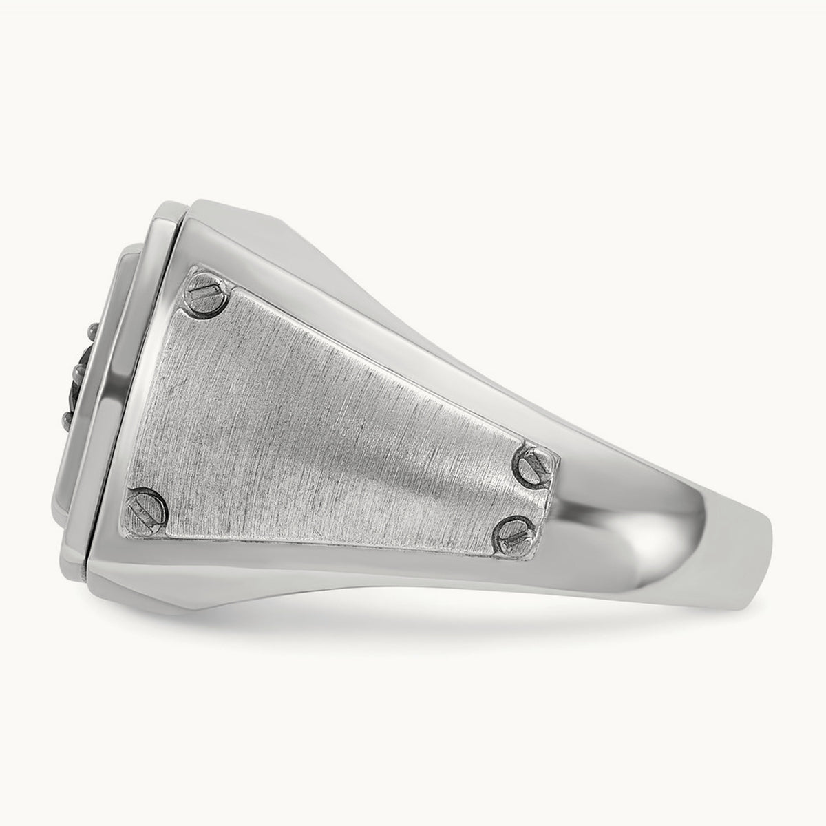 w/ Black RH IBGoodman Men's Satin Black & White Diamond Ring, 14K White Gold