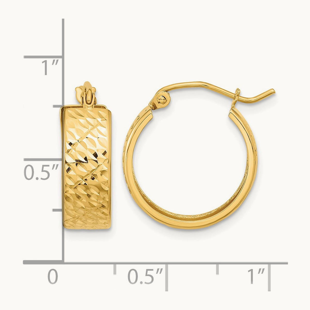 Diamond-cut Hoop Earrings — 14K Yellow Gold