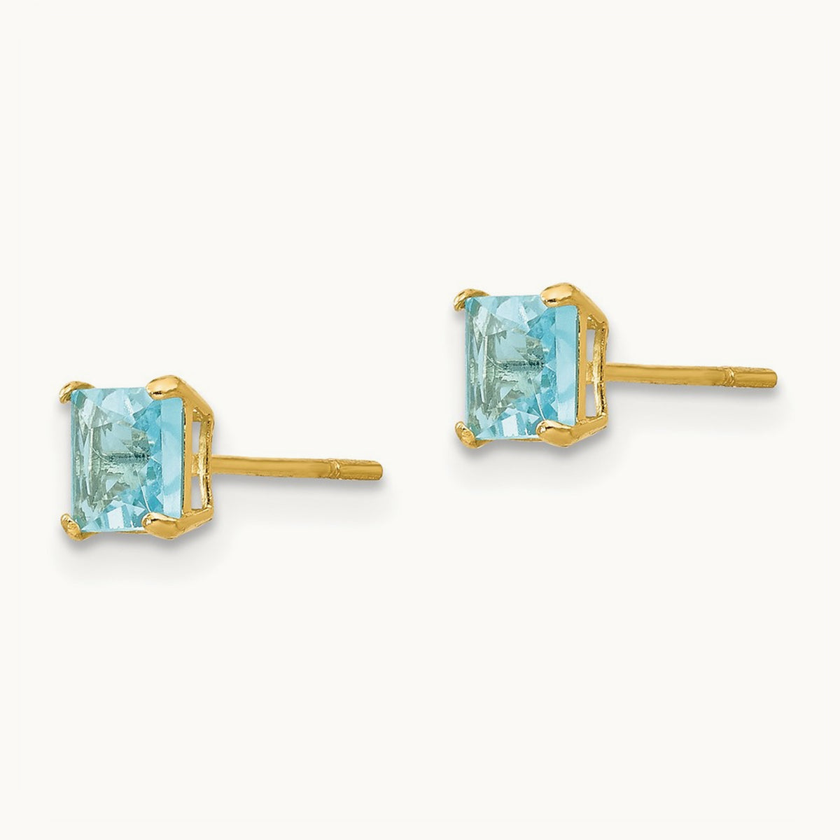 Madi K Blue Topaz Square Post Earrings, 4mm, 14K