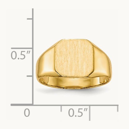 9.5x9. Closed Back Signet Ring, 5mm, 14K