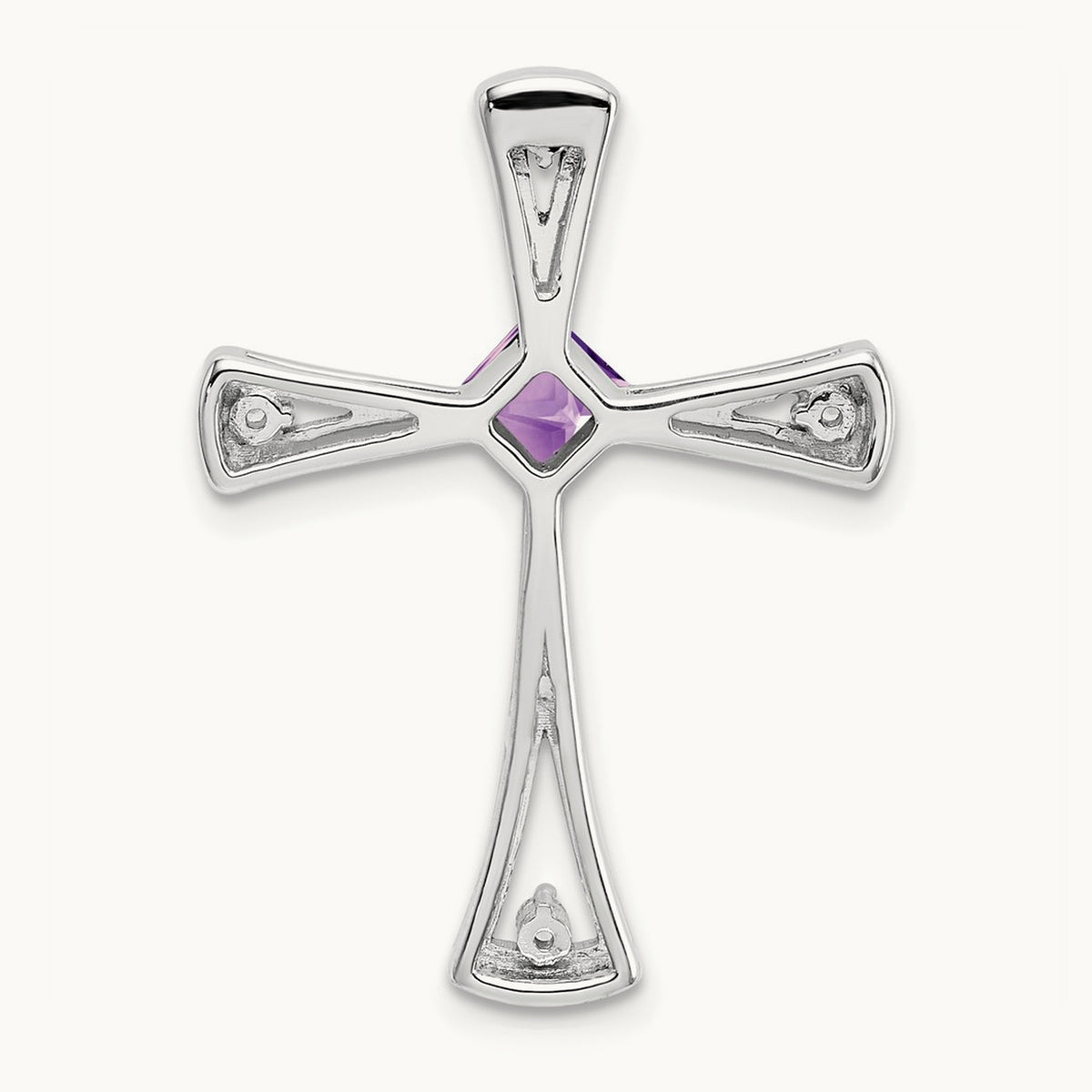 Amethyst and Diamond Cross Chain Slide — 14K White Gold