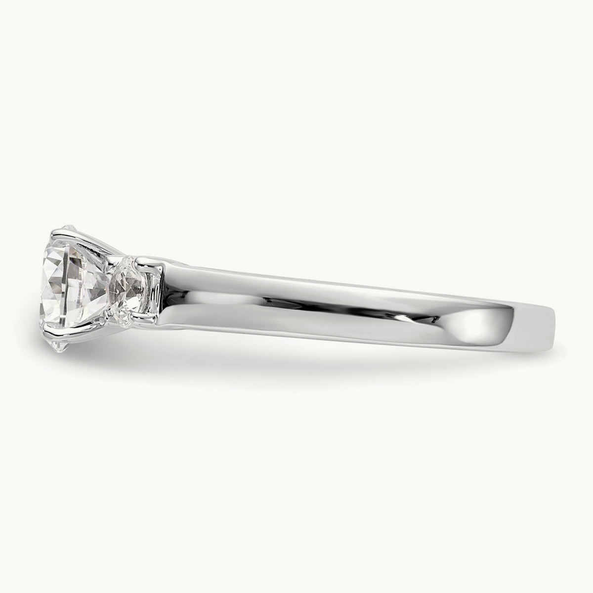 3-Stone Diamond Peg Set Semi-mount Engagement Ring, 14K White Gold