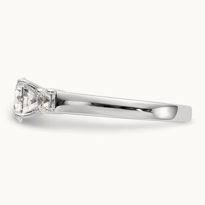 3-Stone Diamond Peg Set Semi-mount Engagement Ring, 14K White Gold