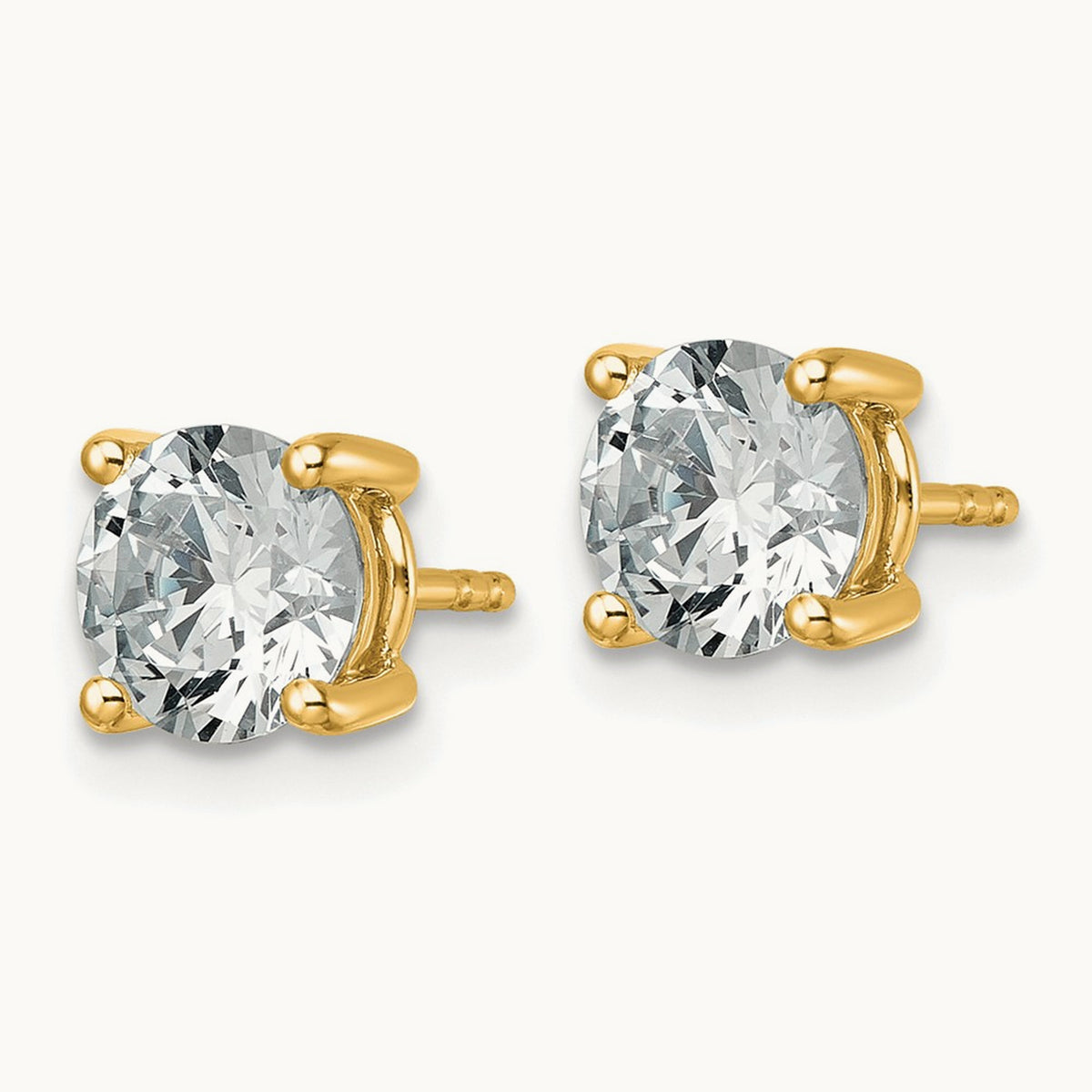 Round Lightweight Earrings, 0.25-6.00 ct tw Lab-Grown Diamond — 2 1/2 ct, 10K Yellow Gold