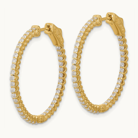 1.56ct 78- In/Out Hoop w/ Safety Clasp Diamond Earrings, 1.7mm, 14K