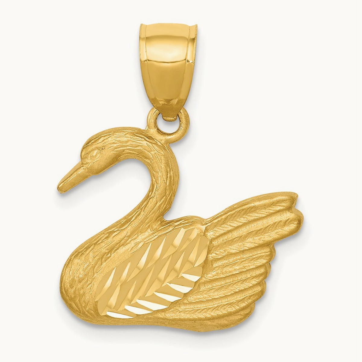 Diamond-cut Swan Pendant, 14K