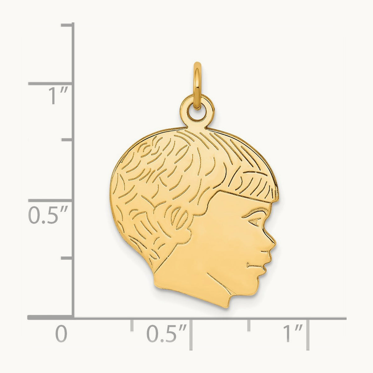 Solid Polished Boys Head Charm, 14K