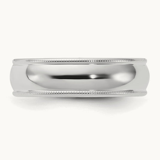 Rhodium-plated Comfort Fit Milgrain Band — photo set