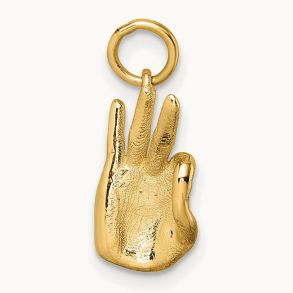 Polished OK Hand Pendant, 14K
