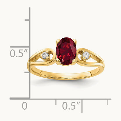 7x5mm Oval Created Ruby AA Diamond ring, 14K