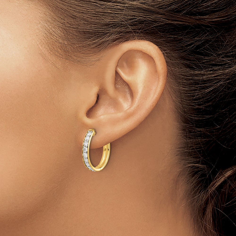 Diamond Hinged Hoop Earrings — 14K Yellow Gold, 1.26 ct