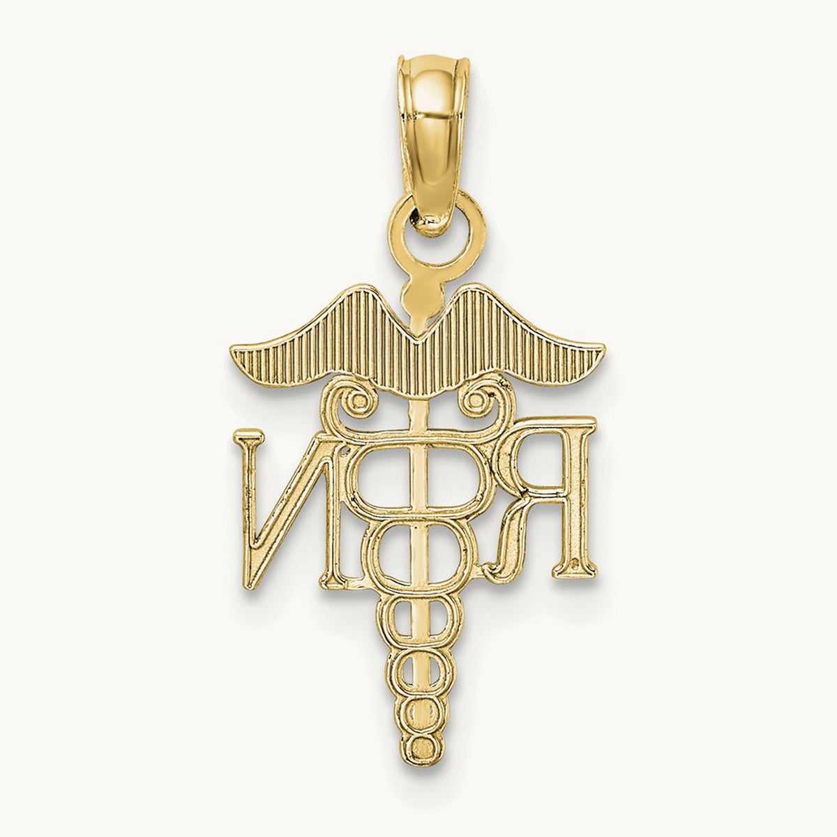 Polished R.N. Pendant — 14K Yellow Gold