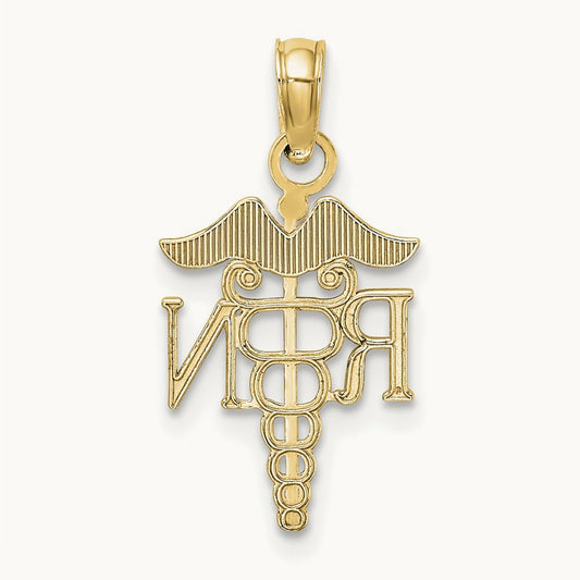 Polished R.N. Pendant — 14K Yellow Gold