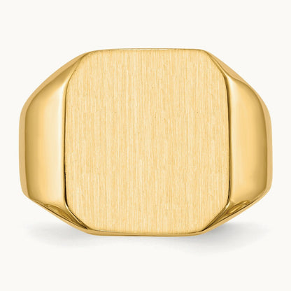 15.0x17. Closed Back Mens Signet Ring, 0mm, 14K