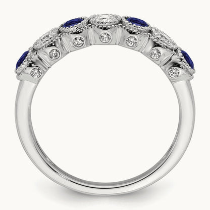 Created Blue Sapphire Ring, 0.50 ct tw Lab-Grown Diamond