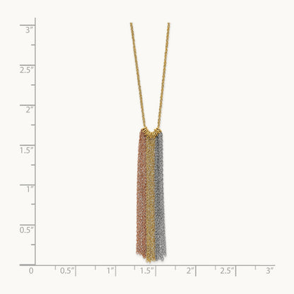 Tri-color Dangle Chain with 2in ext Necklace, 14K