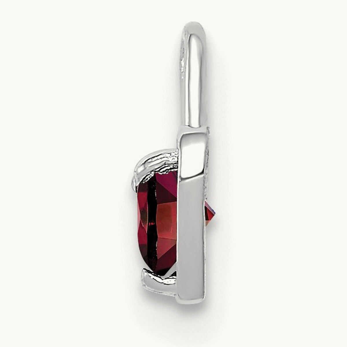 January Synthetic Birthstone Heart Charm — 14K White Gold