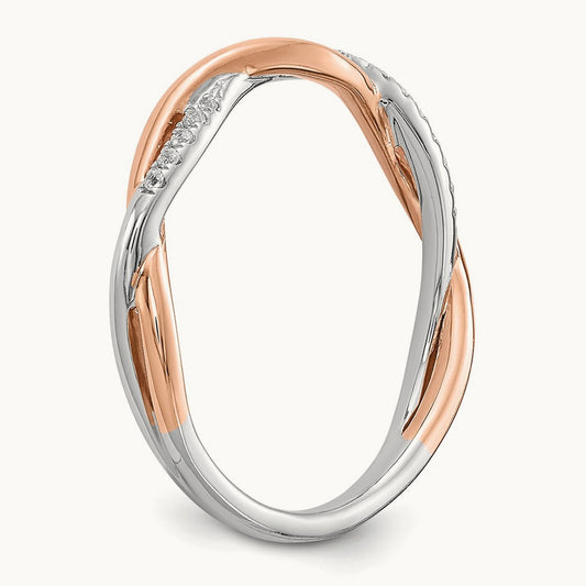 Diamond Wedding Band, 14K White with Rose Gold