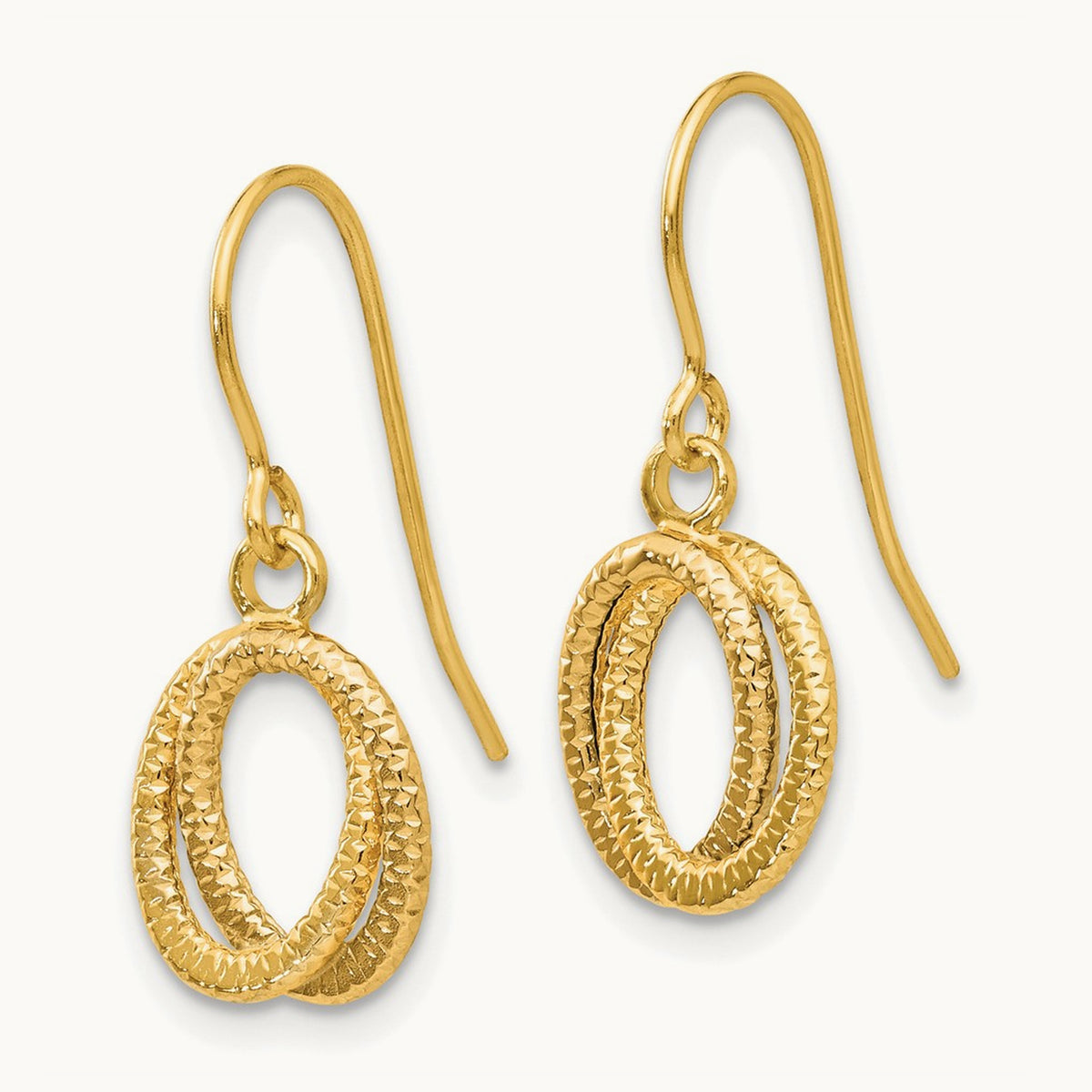Textured Fancy Dangle Earrings — 14K Yellow Gold