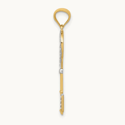 Polished Heart Key Charm with white rhodium — 30mm