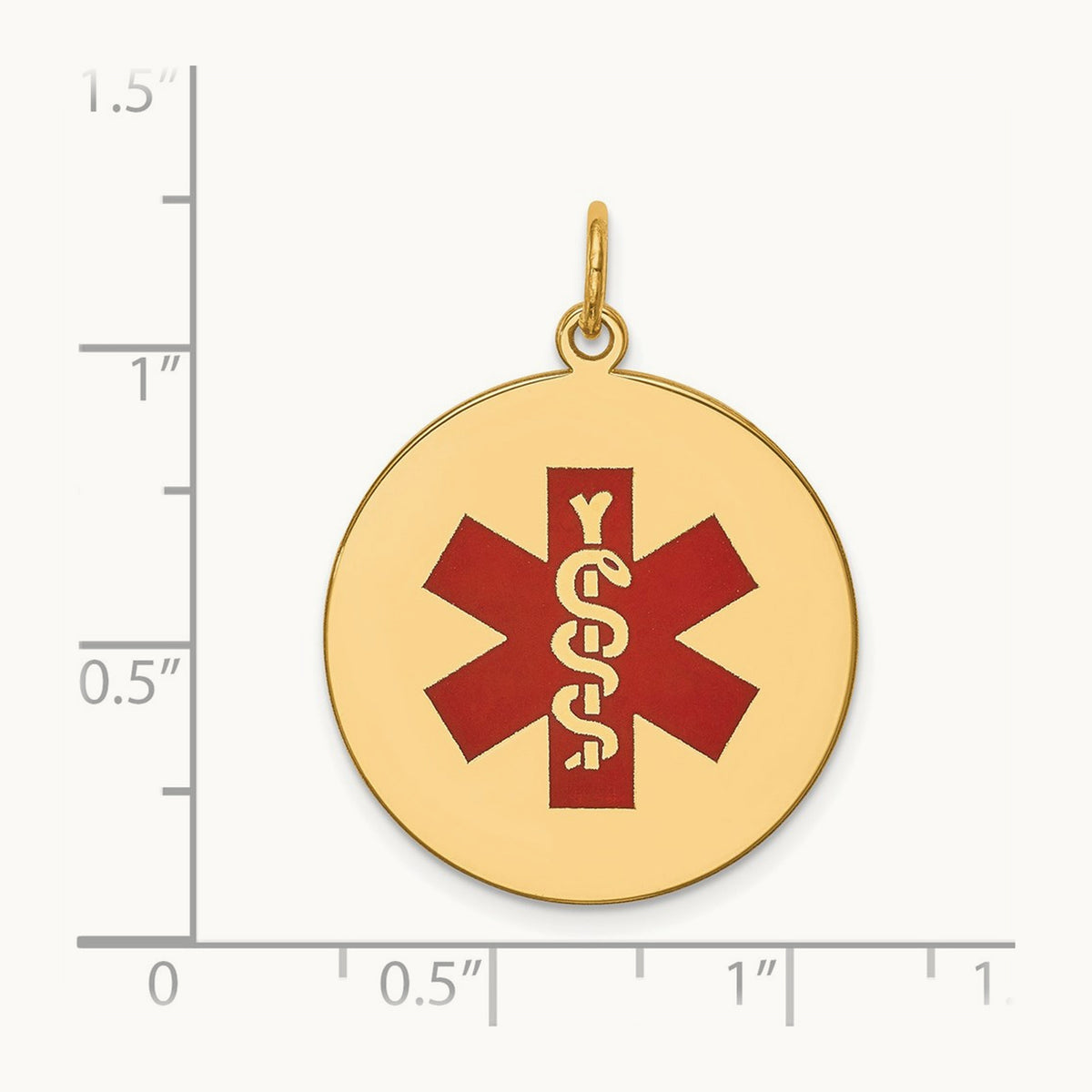 Red Enamel Medical Jewelry Pendant, 14K