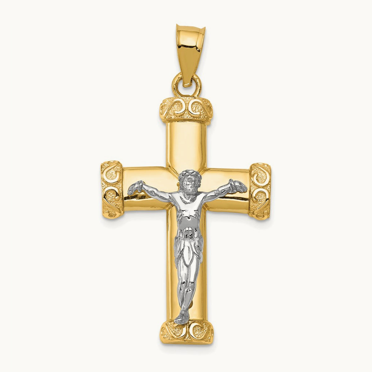 Crucifix Pendant, 14K Two-tone