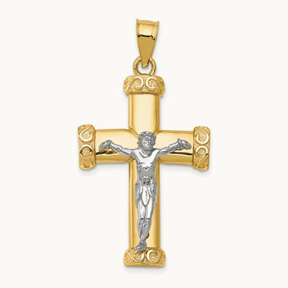 Crucifix Pendant, 14K Two-tone