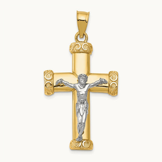 Crucifix Pendant, 14K Two-tone