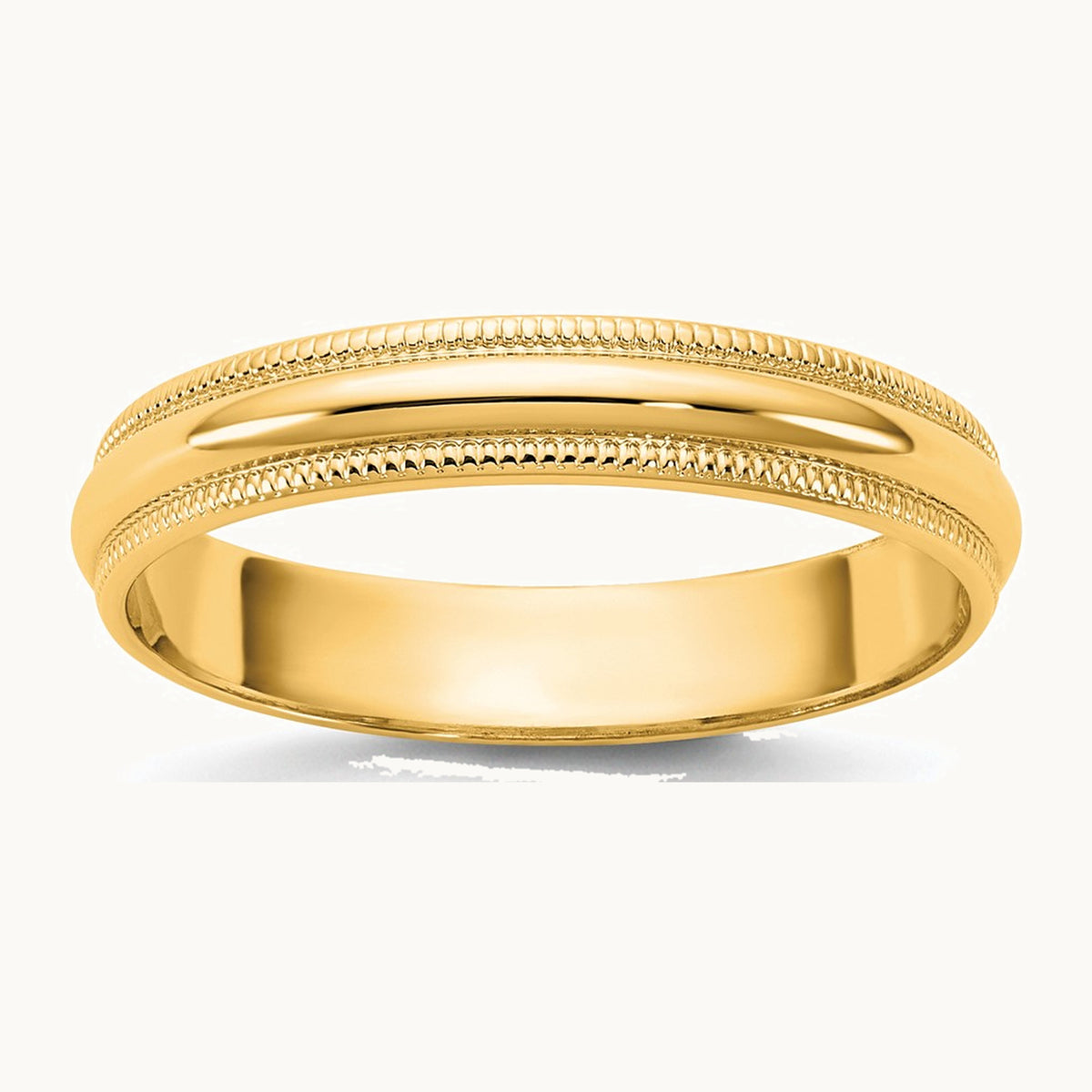 Lightweight Milgrain Half Round Band — 10K Yellow Gold, 3.5mm