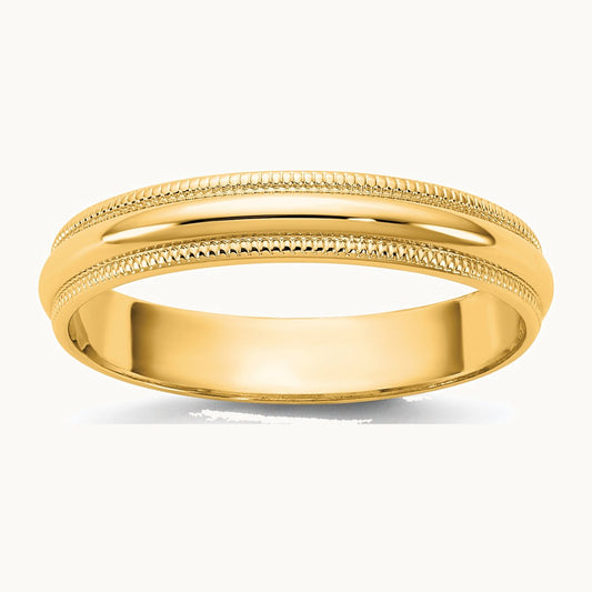 10KY 3.5mm LTW Milgrain Half Round Band