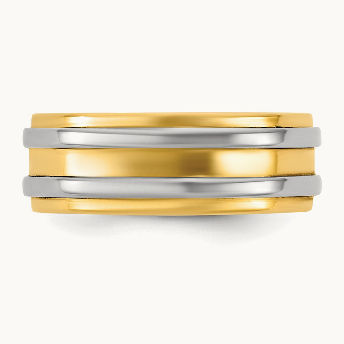 Y/W Double Banded Wedding Band, 7mm, 14K Two-tone