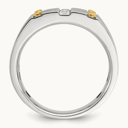 Men's w/Black Rhod Satin Diamond Complete Ring — IBGoodman — photo set
