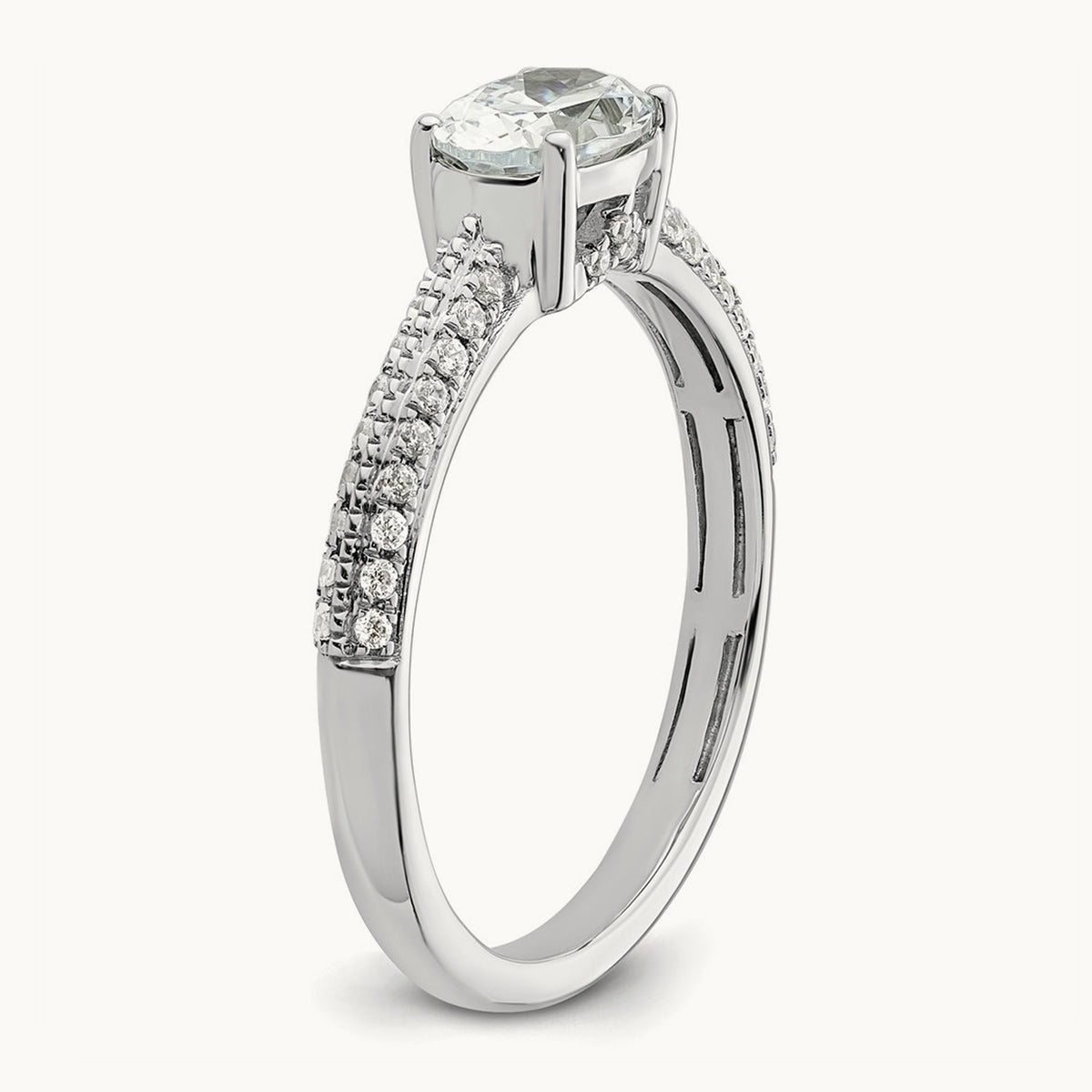 East West Oval Semi-Mount Engagement Ring — 3/4 ct, 7