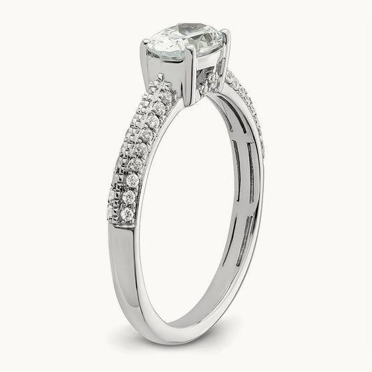 East West Oval Semi-Mount Engagement Ring — 3/4 ct, 7