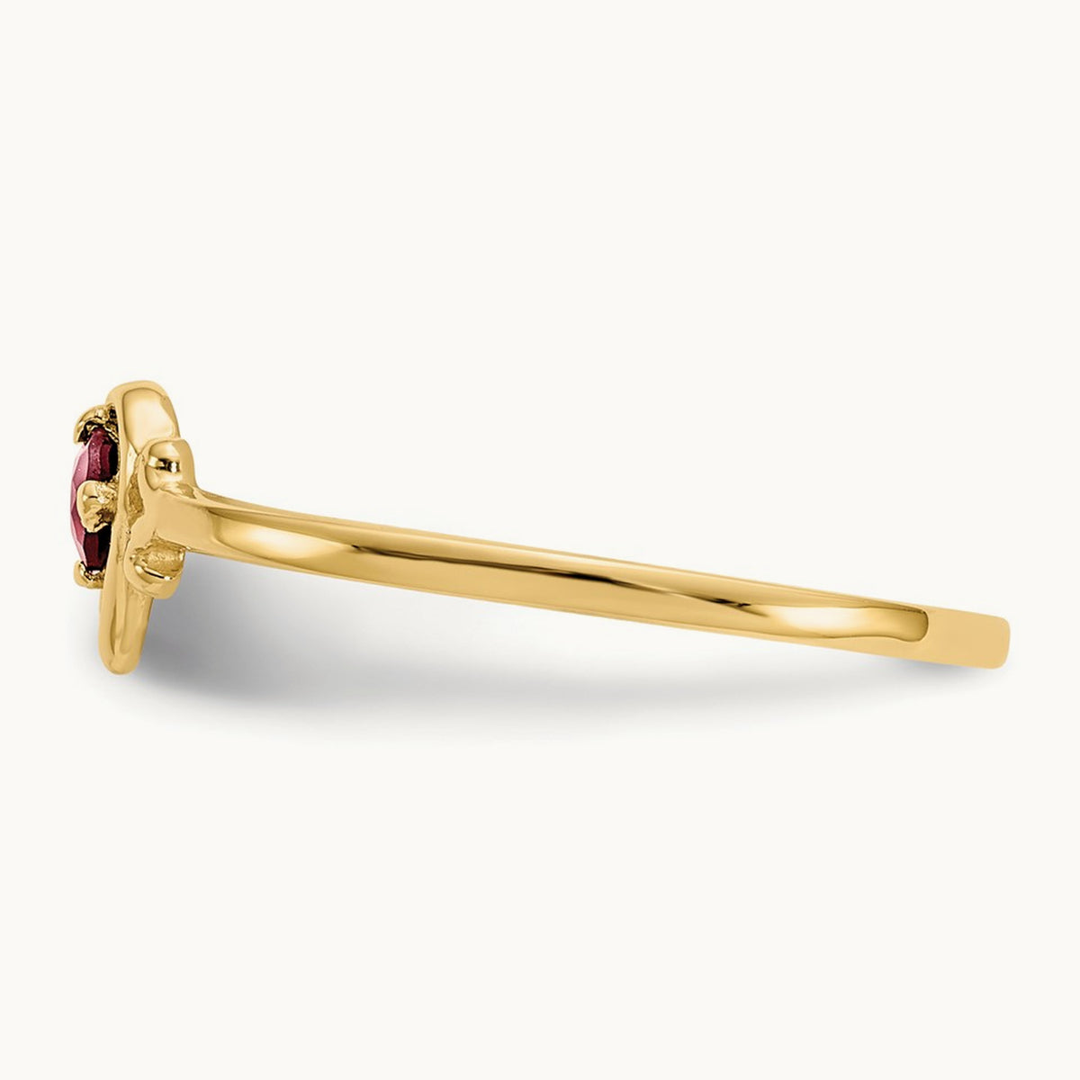 Garnet Birthstone Heart Ring — 14K Yellow Gold, 7