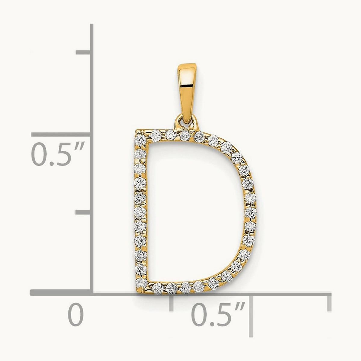 Diamond Letter D Initial Pendant, 14K
