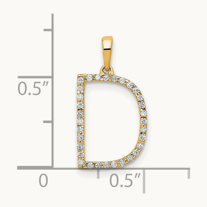 Diamond Letter D Initial Pendant, 14K